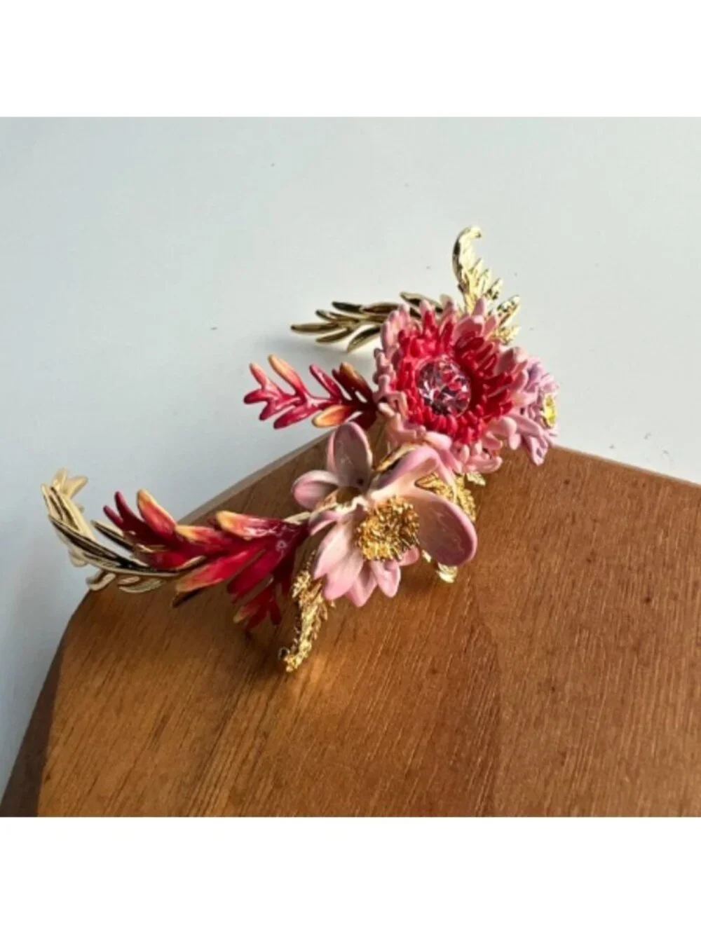 LES NEREIDES Anthropologie Hand Enameled Floral BRACELET
